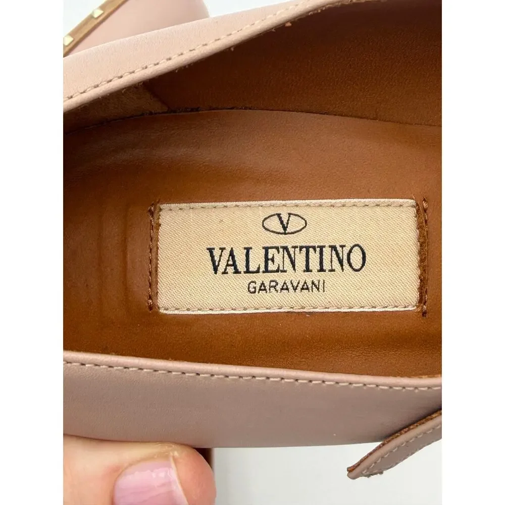 Valentino Soul Lovestud Rockstud Mary Janes Pumps Pink Leather Size 38 / 8
